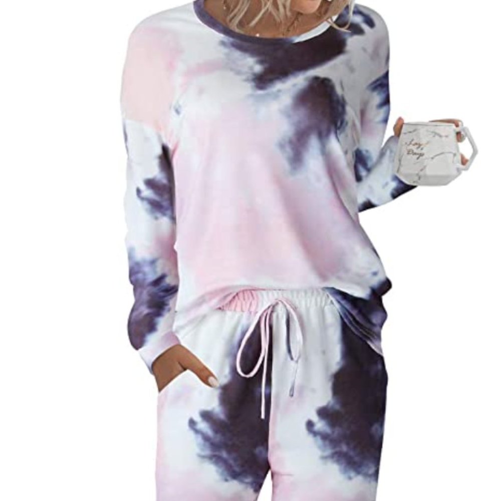 LOGENE Women's Pajamas Set Long Sleeve Sweatshirt and Long Pants Loungewear Sets